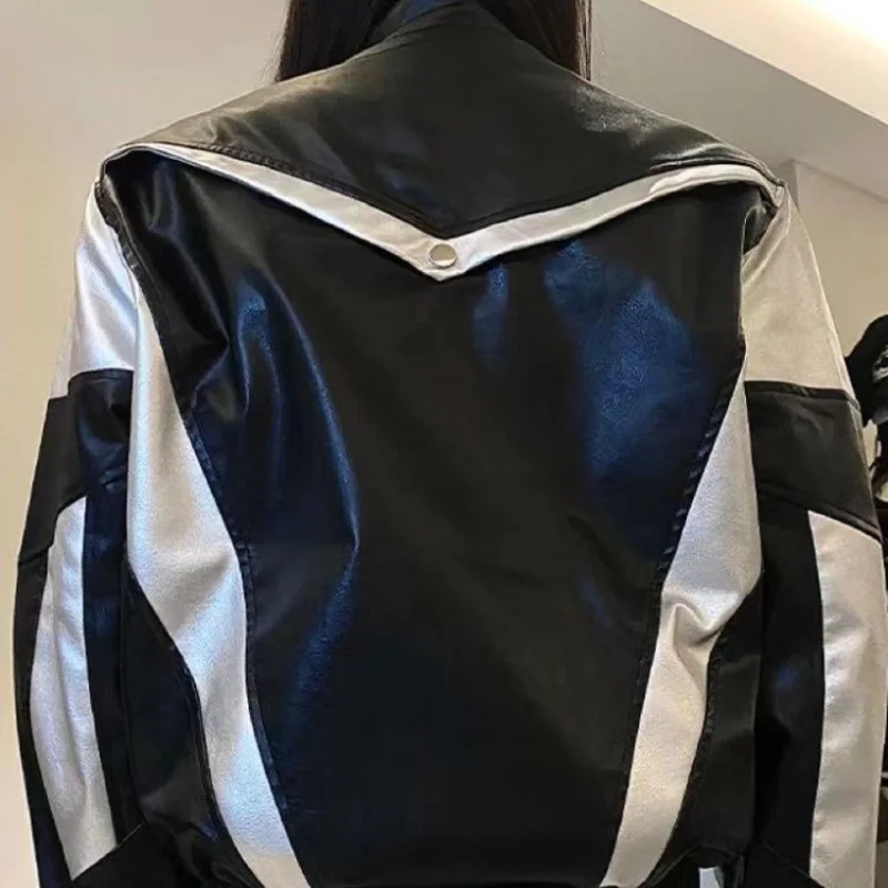 Nicho-chaqueta de cuero de retales Unisex, abrigo de solapa gótico Punk de alta gama, ropa de calle informal para pareja, trabajo pesado, Top de carreras, novedad de 2023