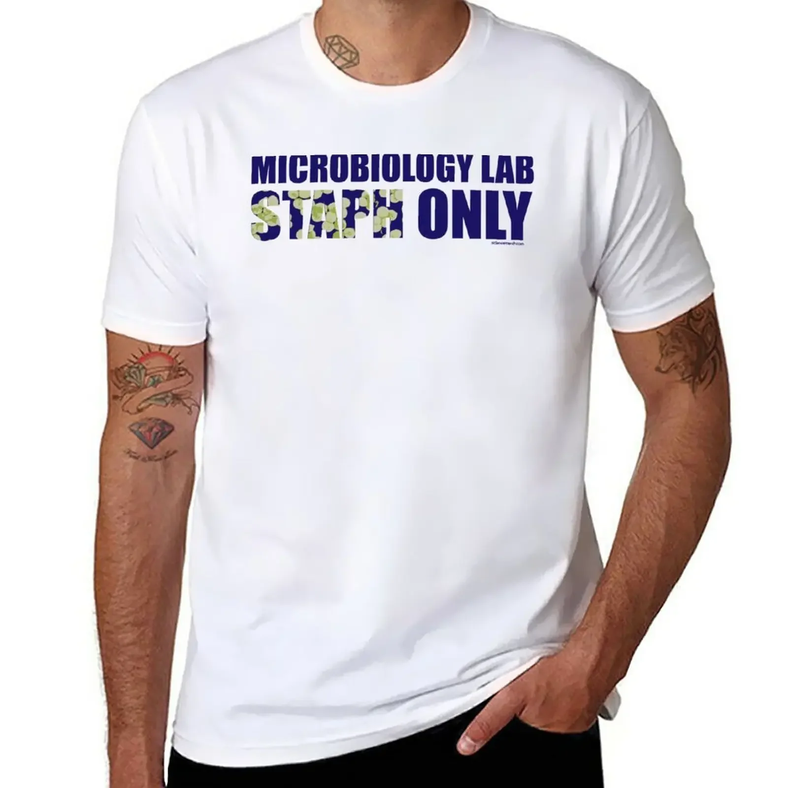 Microbiology Lab - Staph Only (Blue / Green) T-Shirt aesthetic clothes tops mens workout shirts