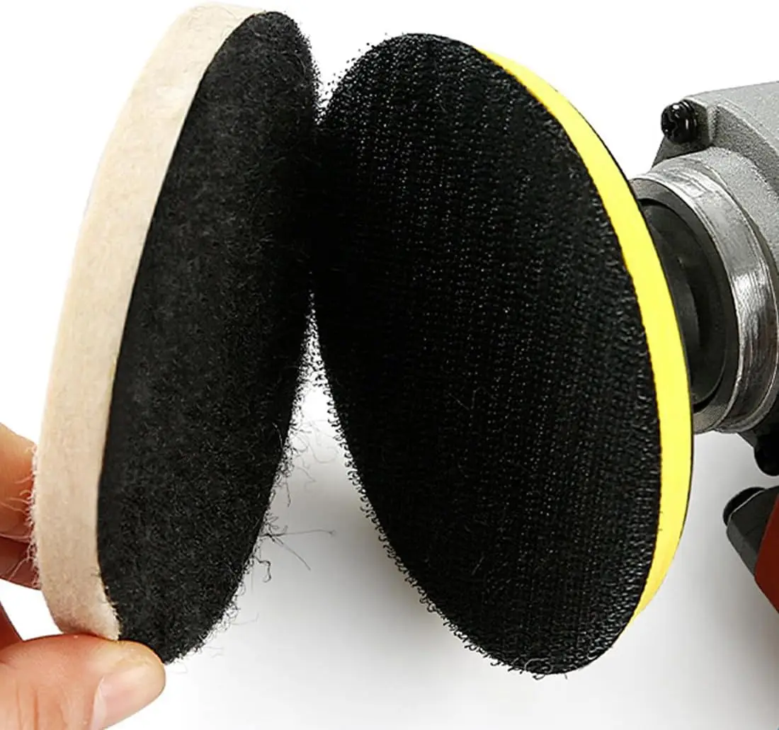 3/4/5/6" Wool Felt Polishing Pads, Flocking Hook & Loop Back, Made of Premium Natural Wool, Applicable to Random Orbital Sander - Detail Angle #03