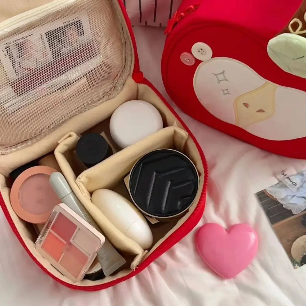 

Multifunctional Portable Fruit Makeup Bag Red Cartoon Travel Cosmetic Bag Velvet Multifunctional Storage Bag Trips