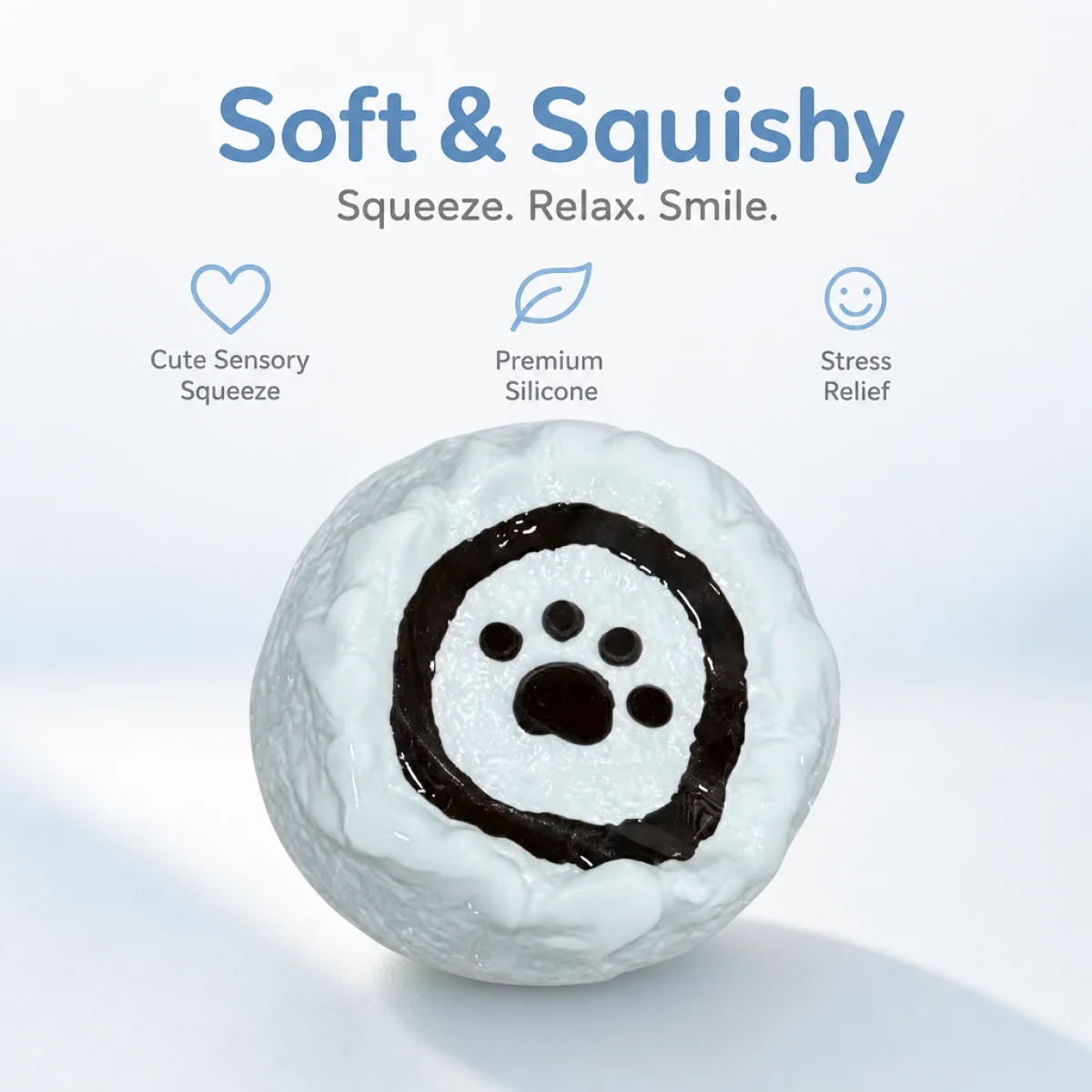 Food Grade Paw Print Round Bun Squishy Toy White Fluffy Textured Pastry With Cute Dog Paw Pattern Soft Slow Rebound Squeeze Toy