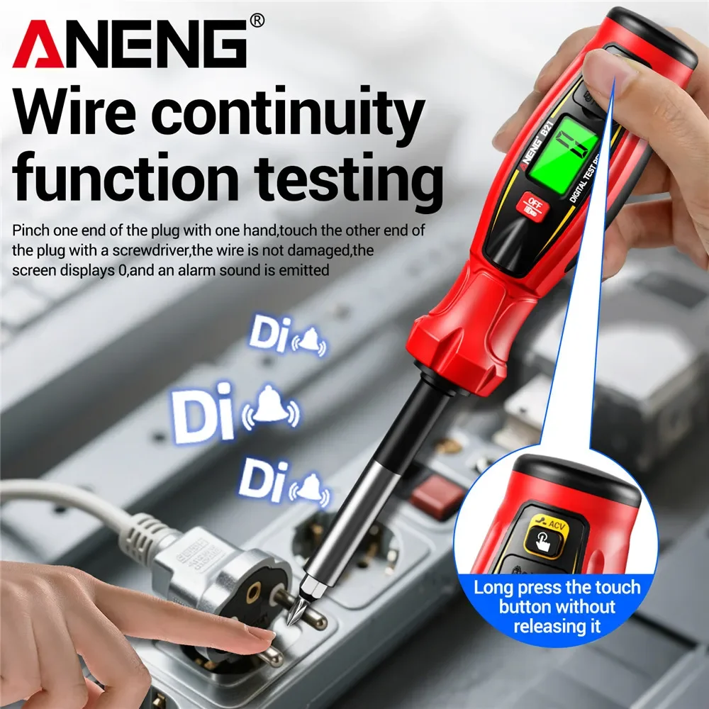 Digital Voltage Screwdriver Sensing Tester Pen 10 Replaceable Batch Heads Rechargeable 30~1000V Non-Contact Detector ANENG B21