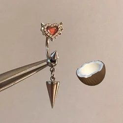 Y2K Shell Red Crystal Heart Wings Earrings Women Fashion Accessories Vintage Korean Charm Drop Earrings Punk Jewelry
