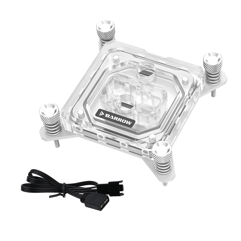 Barrow Cpu Waterkoeling Blok Voor Intel Socket LGA115X,1200,1700,X99, x299 Argb Cooler + 5V 3pin, Wit Zwart, LTYK3-04I