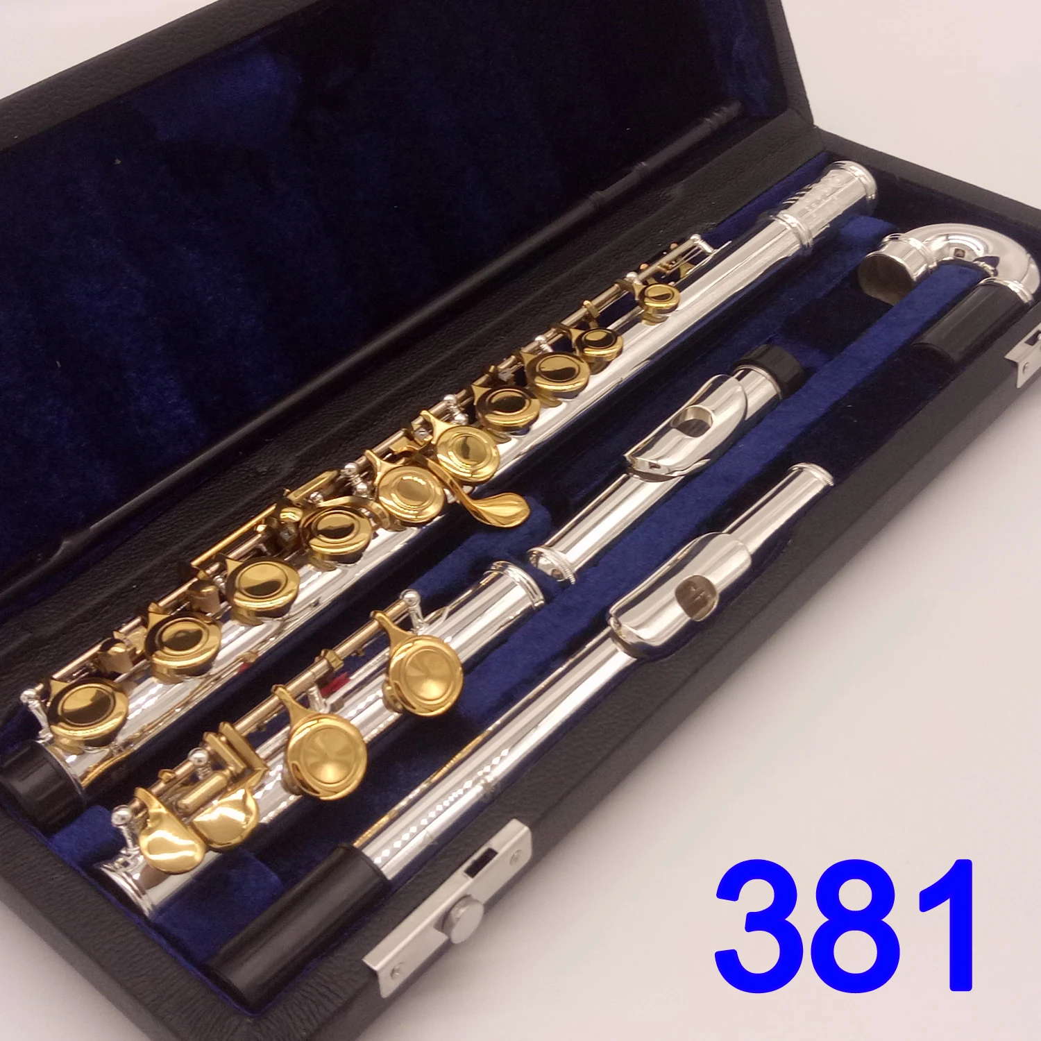 MFC Professional Flute 381 Silver Plated Flute Gold Key Instrument Intermediate Student Curved Headjoint Flutes 16 Hole Close