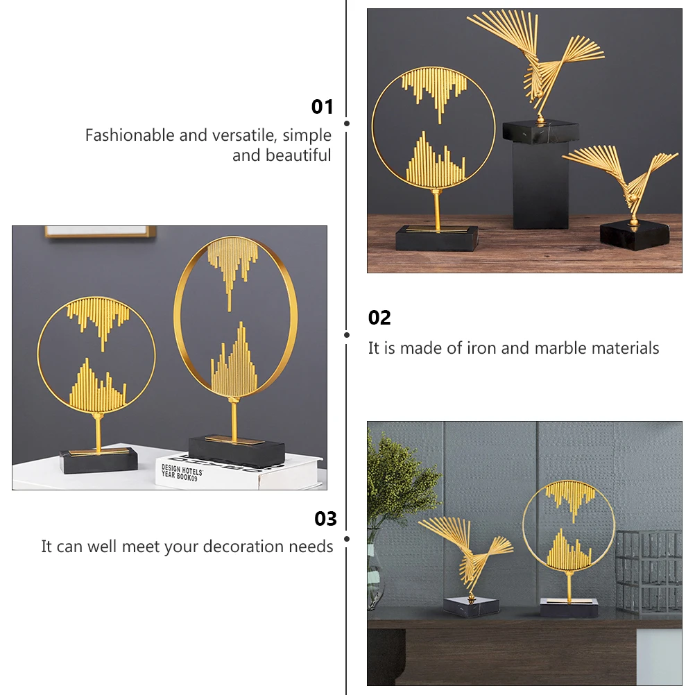 

1pc Art Ornament Metal Marble Abstract Sculpture Decor Desktop Office Home Tea Room Decoration Sturdy Stable Base Unique