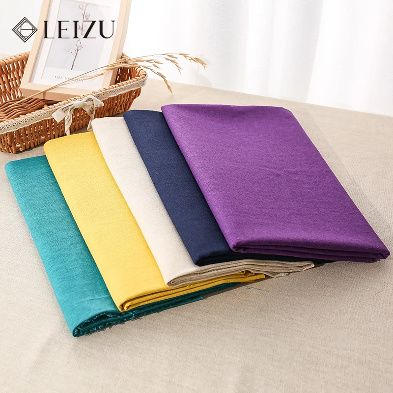 135x50cm Raw Cotton Linen Fabric Rough Blue Solid Cloth Material  For DIY Embroidery Sewing Project