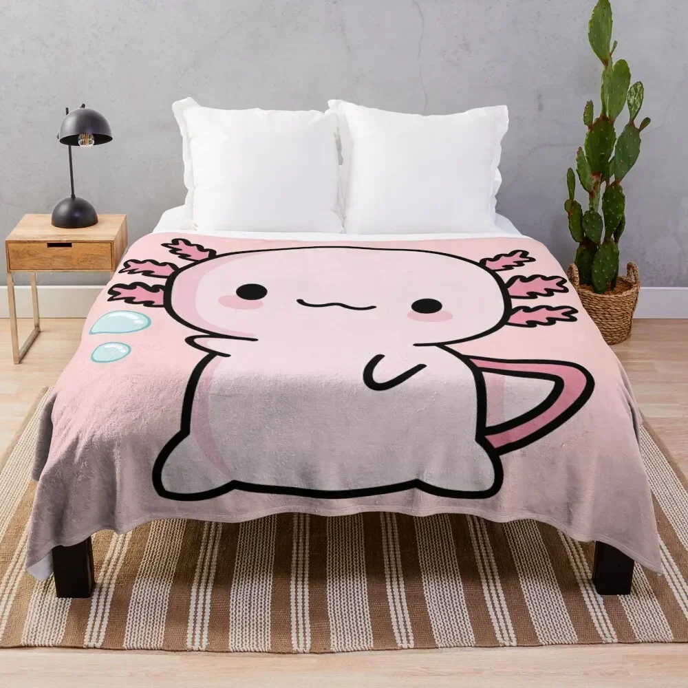 Cute Axolotl Salute Throw Blanket Blankets For Bed halloween bed plaid Blankets