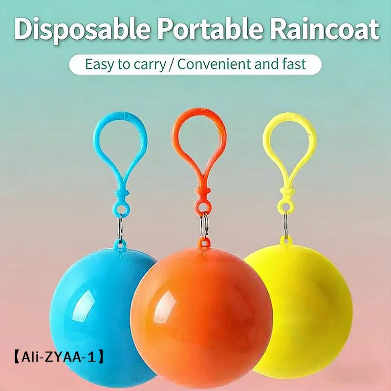 【A】Colorful Mini Portable Raincoat Ball Thickened Disposable Waterproof Emergency Adults Rain Ponchos Cape Keyring