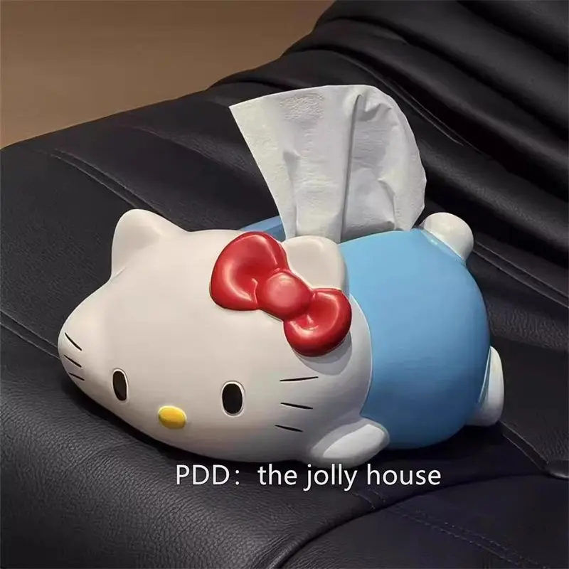 الكرتون مرحبا كيتي الأزرق لطيف هريرة الأنسجة مربع طاولة شاي و سيارة الأنسجة صندوق تخزين بسيط الإبداعية غرفة صندوق من الورق المقوى الهدايا