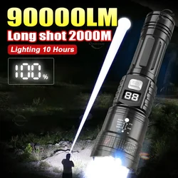 Super Powerful Portable Torch Strong Light Long Range Flashlight High Power USB Rechargeable Flashlight Camping Fishing Lantern