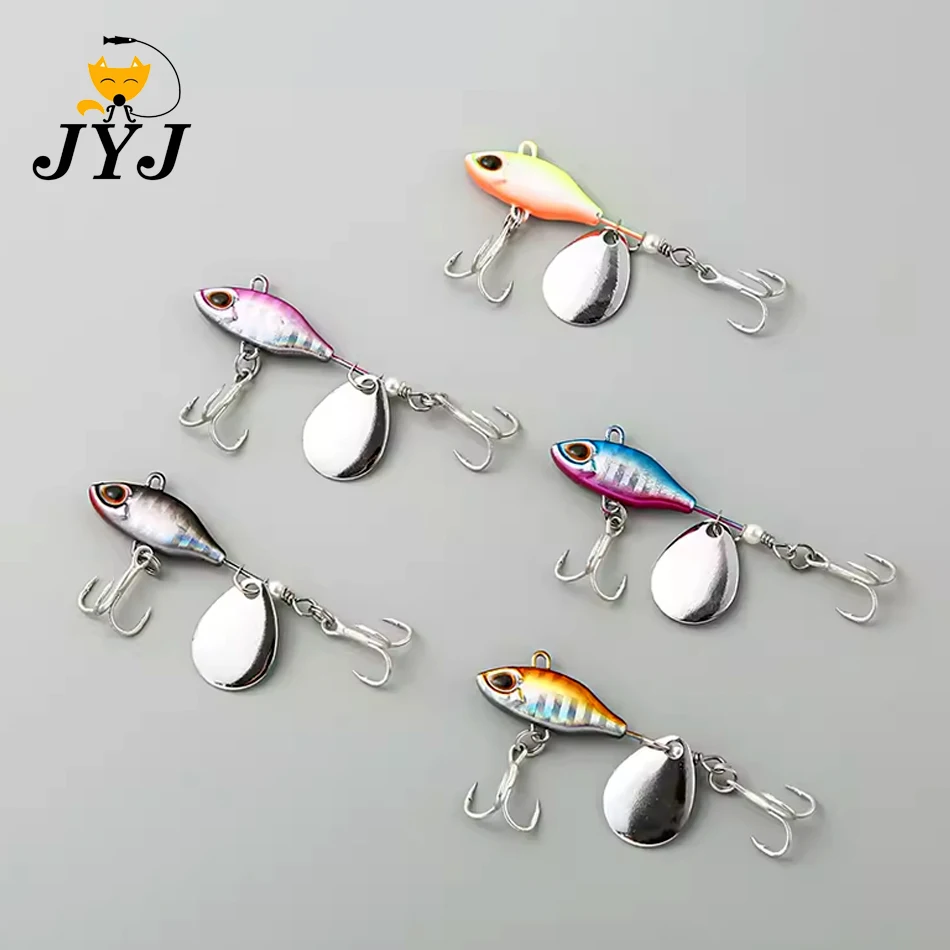 JYJ 7g 10g 14g 5pieces Rotating Metal VIB vibration Bait Spinner Spoon Lures Jigs Trout Winter Fishing Hard Baits Tackle Pesca