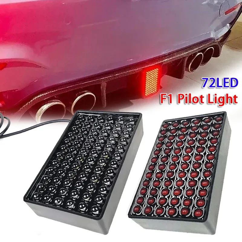 

Universal 12V 72LED F1 Style Pilot Light Car Rear Brake Tail Light (Clear/Red Beads)