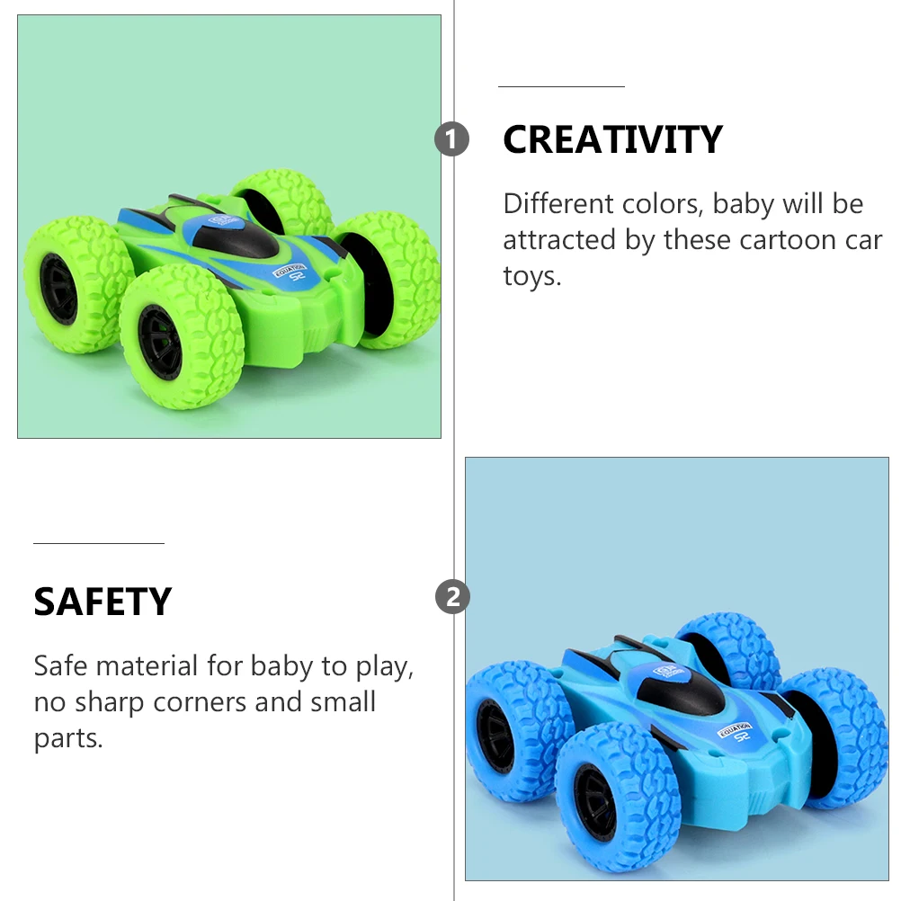 

2pcs Kids Inertia Off-Road Vehicles Truck 360 Degree Rotating Safe For Toddlers Colorful Cartoon Playset Educational