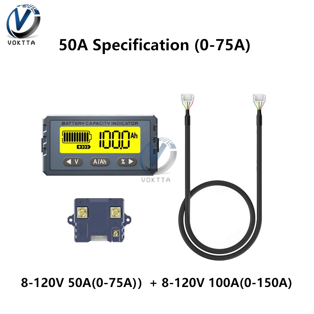 TY23 Digital Battery Capacity Tester 12V 24V 48V Coulomb Counter Meter Capacity Indicator Battery Power Coulometer Voltmeter