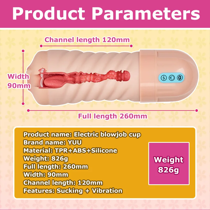 YUU Automatic Blowjob Sucking Machine Male Masturbators Electric Masturbation Cup Real Oral Vagina Adult Sex Toys for Men 18+