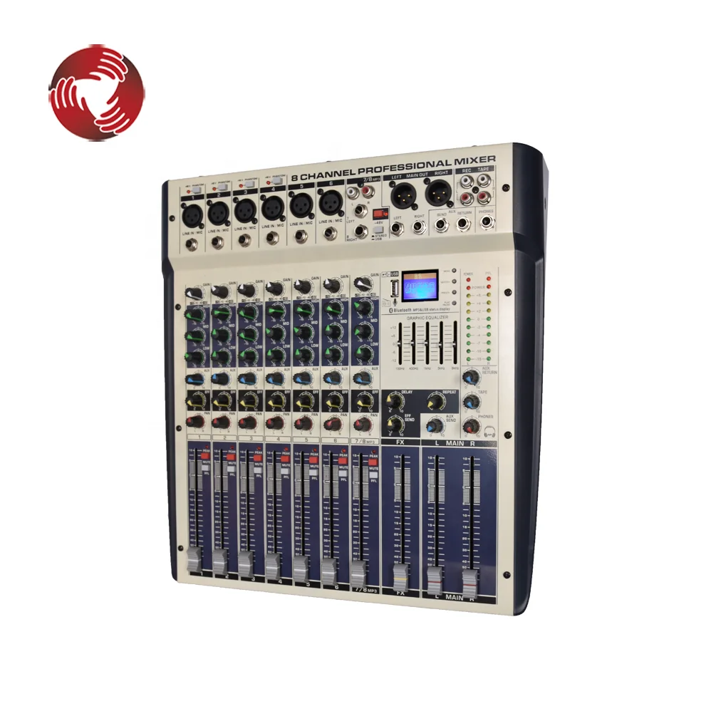 350W*2 Mixing Console Professional Audio 8-channel Power Mixer +48V