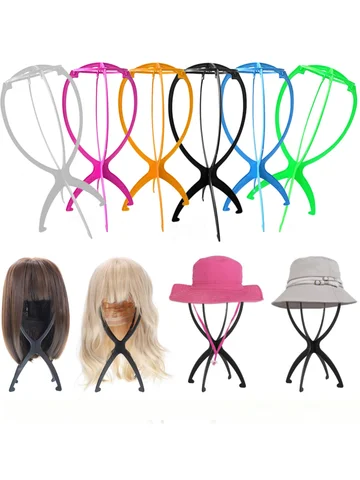 1/2/3pcs Folding Wig Stand Plastic Portable Hat Display Stand Adjustable Durable Barbershop Fashion Model Holder Home Salon Use