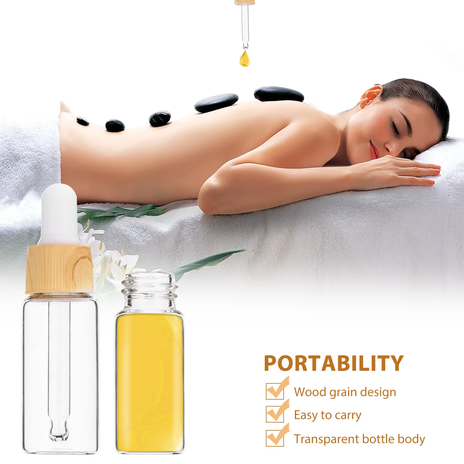 8 قطعة زجاجات قطارة الحبوب الخشبية القابلة لإعادة الملء زجاجات الزيوت العطرية الصغيرة المحمولة السفر موزعات العطور السائل الدقيق #5