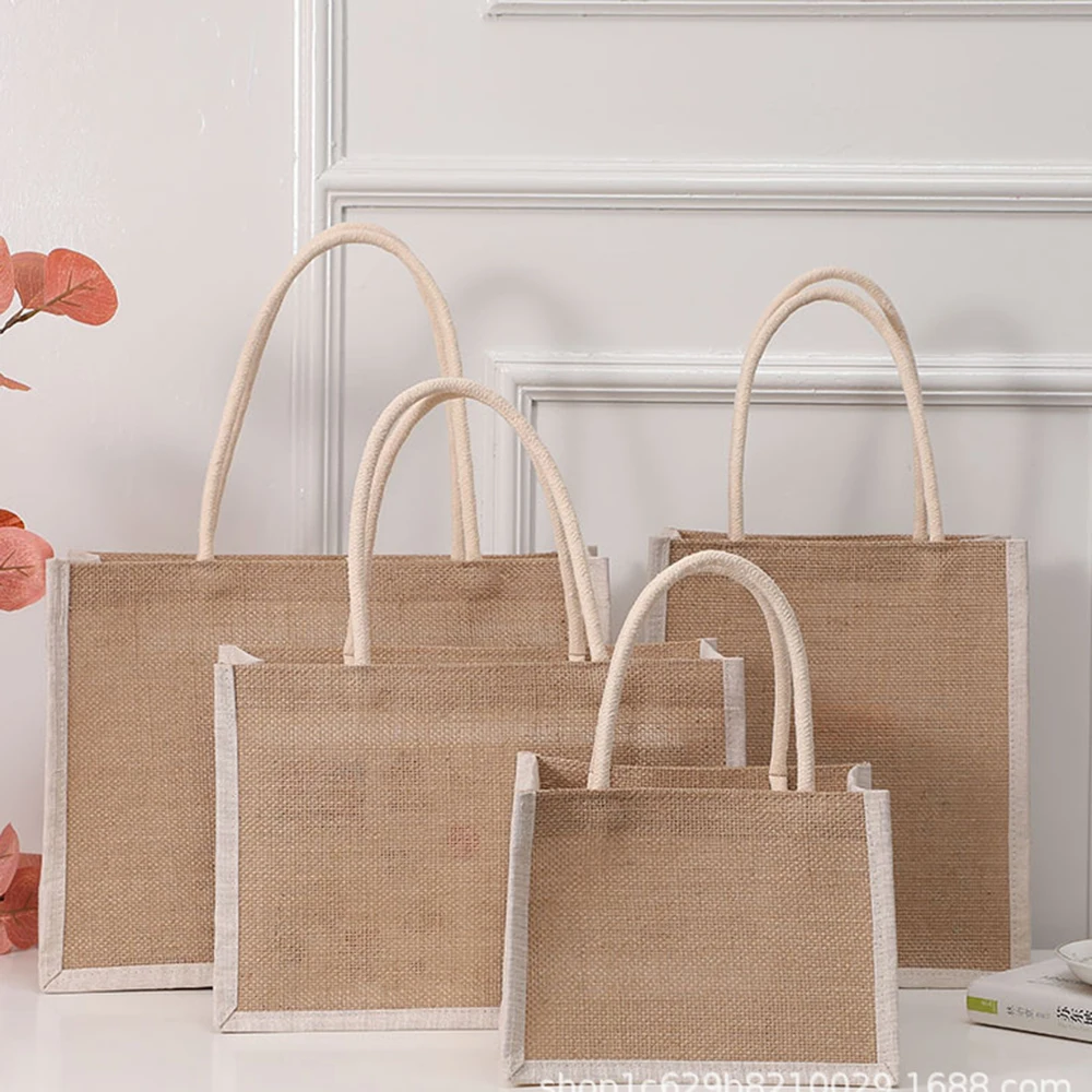 Cotton Storage Bag Canvas Shopping bag Shoulder Eco-Friendly Portable Handbags Burlap Grocery Bag Fast Drop Shipping Burlap Tote