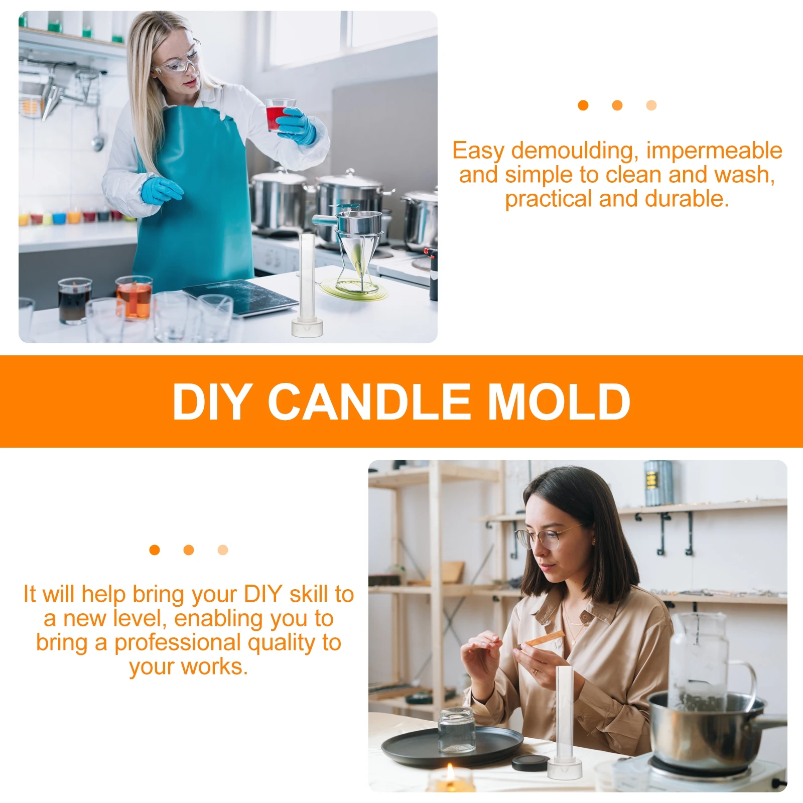 

2Pcs Moulds Clear Plastic DIY Making Mold Reusable Taper Pillar Dinner Wedding Craft Tool for Homemade Candles