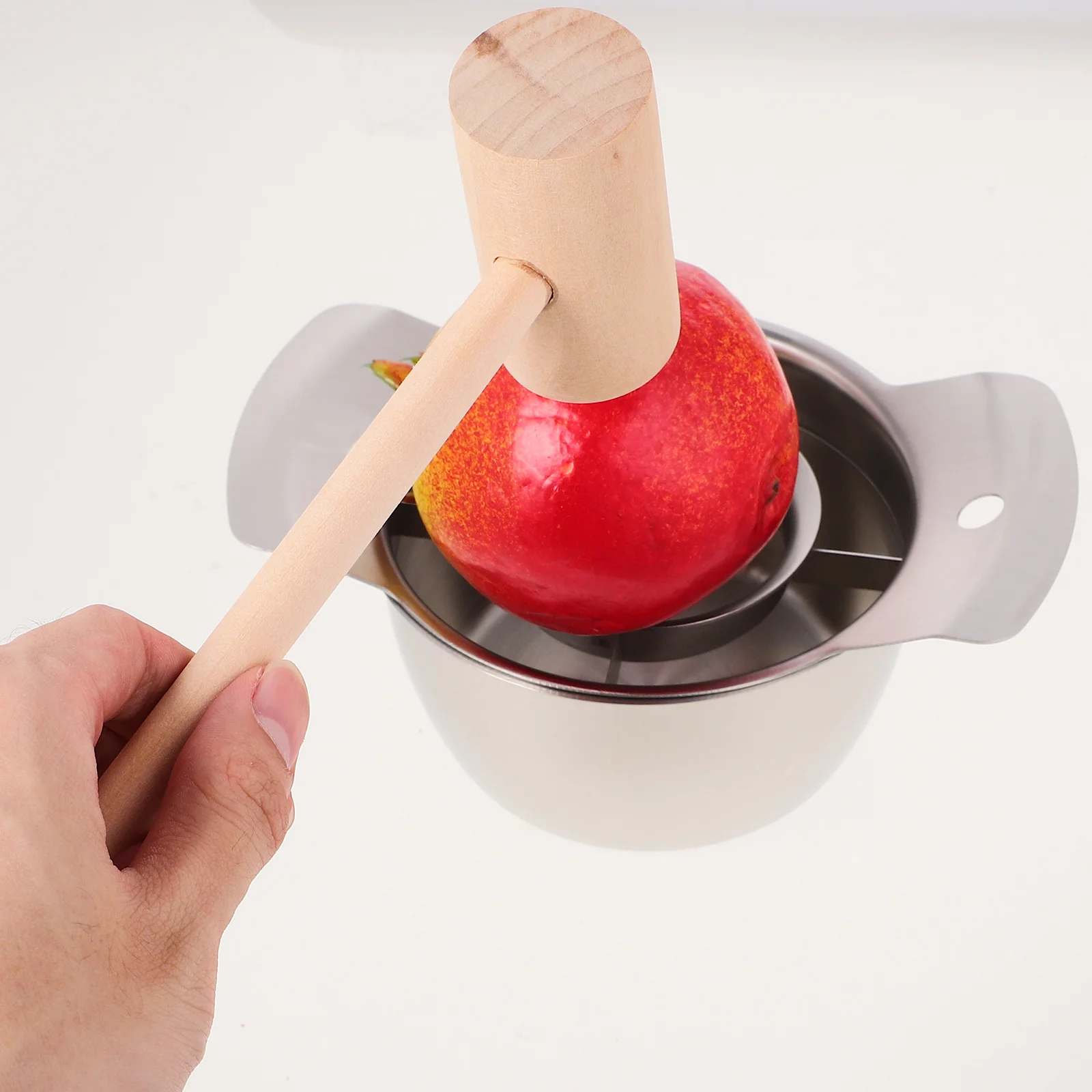 1 set 1 Set in acciaio inossidabile melograno Deseeder martello di legno strumento per sbucciare frutta gadget da cucina set di ciotole apri melograno
