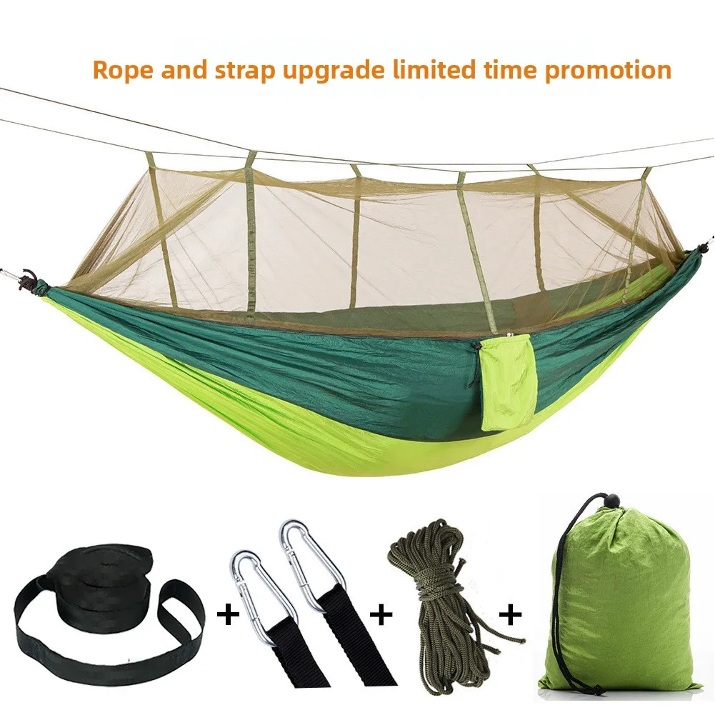 Outdoor Camping Hammock with Bug Net Rain Fly Lightweight Ripstop Nylon for Backpacking Hiking Beach Outdoor Travel OEM