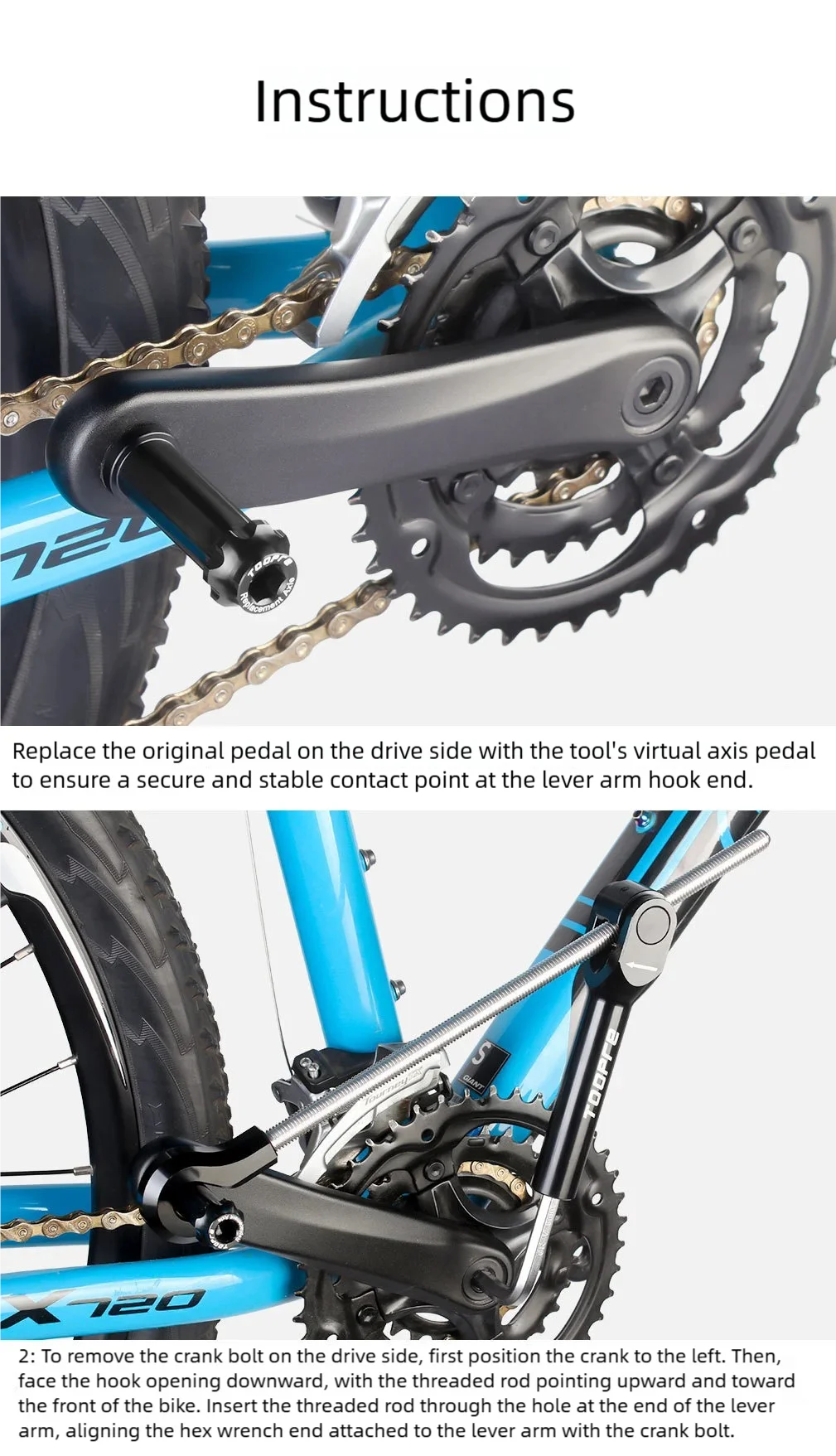 TOOPRE Fahrrad-Kurbelschrauben-Entfernungswerkzeug-Set Reparaturwerkzeug für Mountainbikes 8mm 10mm Kurbelschrauben-Entfernungswerkzeuge – Detail 10
