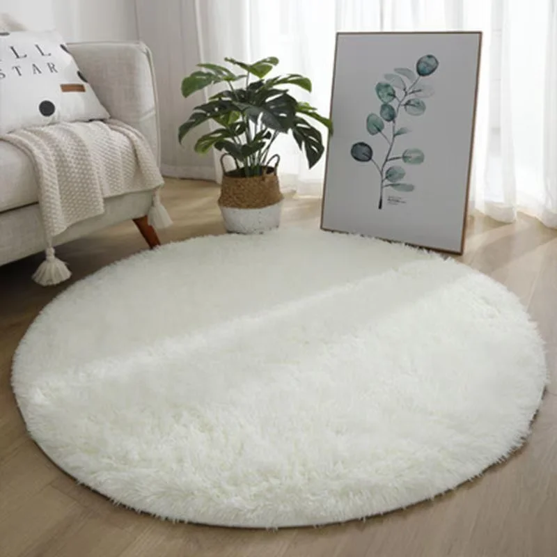 VIKAMA Modern Home Plush Round Mat Living Room Carpet Bedside Rugs Winter Warm Bedroom Rug Large Area Rug Home Decoration