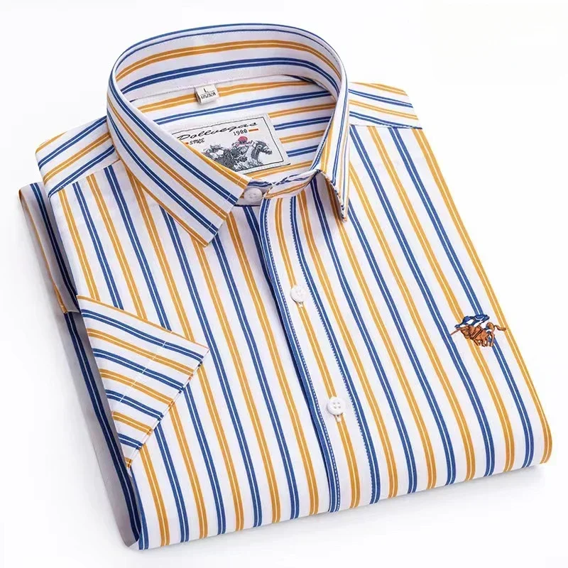 New in shirt hight quality 100%cotton thin summer short sleeve shirts for man slim fit formal shirt office plaid elegant clothes