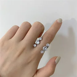 LXOEN Cute Bling Zircon Stone Adjustable Silver Color Rings for Women Wedding Engagement Fashion Jewelry 2023 Trend