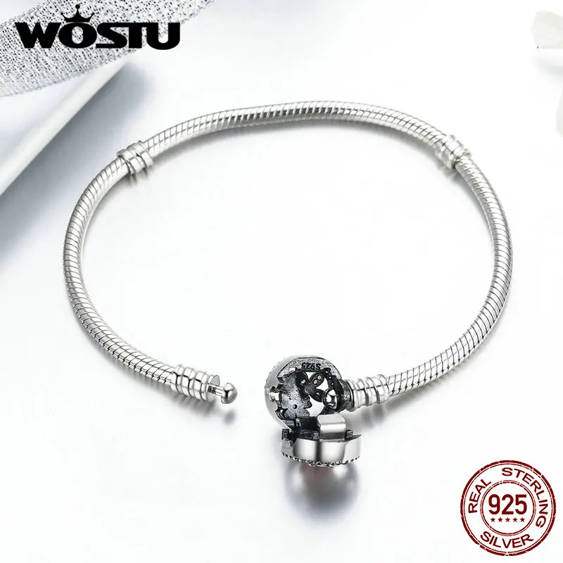 WOSTU 100% 925 Sterling Silver Poetic Blooms Bracelet & Bangles For Women Fit DIY Charms Beads Original Jewelry Gift FBS919