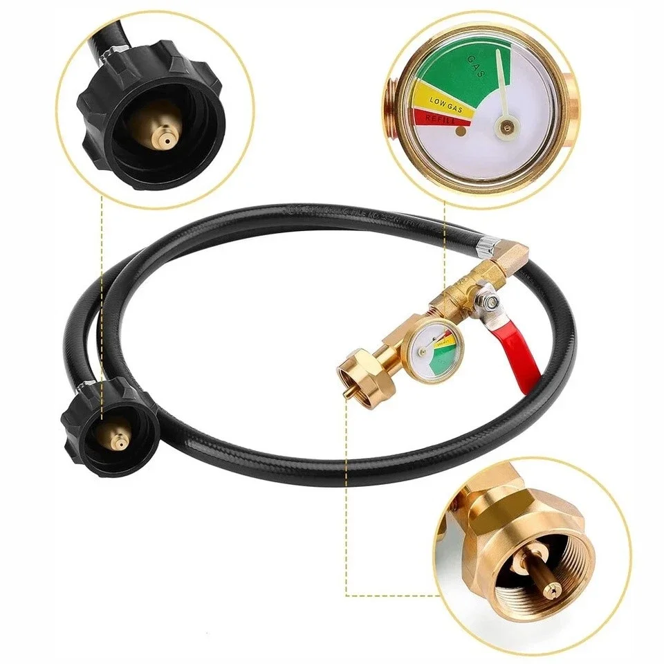 Propane Refill Adapter Hose 3FT for 1LB To 20LB Propane Cylinder Propane Gas Tank Adapter Connector with ON-Off Control Valve