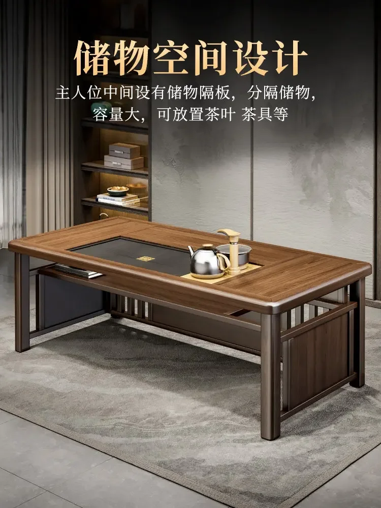 new Chinese solid wood tea table and chair combination balcony living room home office tea table kung fu tea table