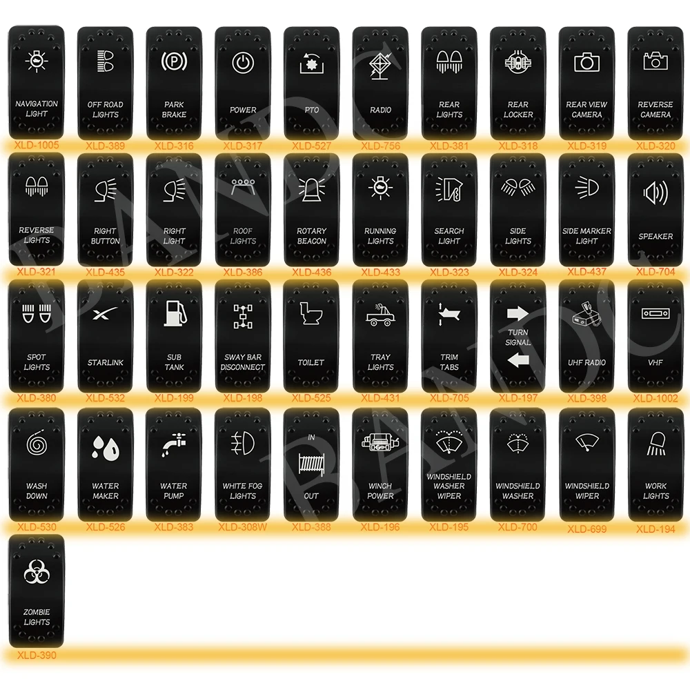 Waterproof Rocker Switch with Blue LED | 12V/24V Latching & Momentary (SPST/ DPDT) | for Marine, UTV, ATV, RZR, Automotive