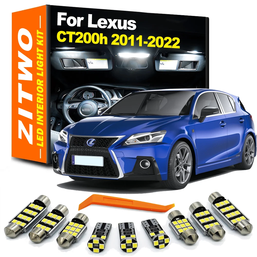 ZITWO 10Pcs Car Bulb Accessories For Lexus CT200h 2011- 2017 2018 2019 2020 2021 2022 LED Interior Dome Reading Plate Light Kit