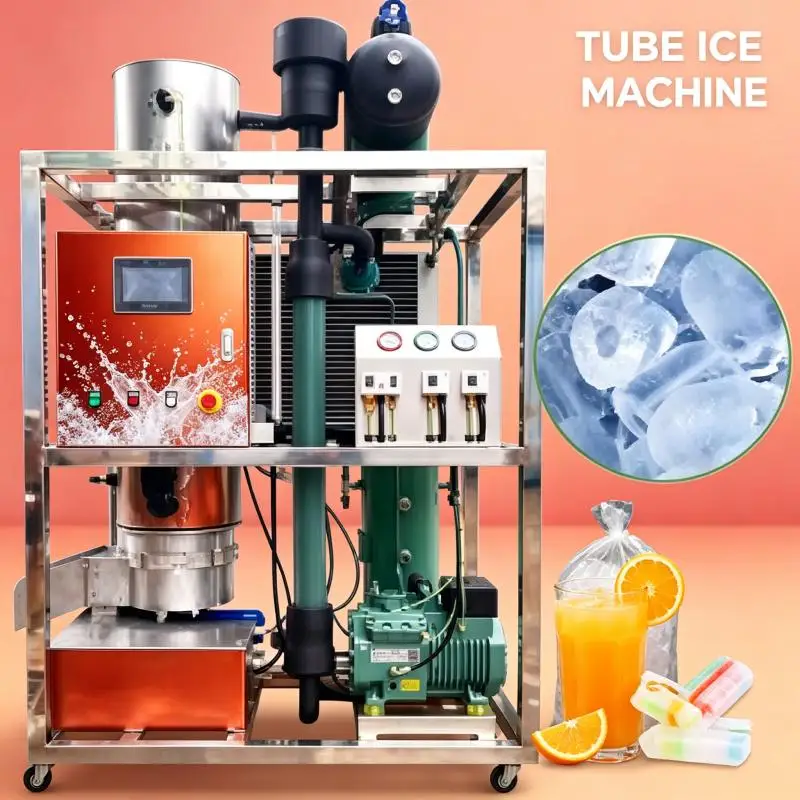 Commercial Tube Ice Maker Efficient Ice Production Machine Stainless Steel Cooling Technology for Hotels Bars