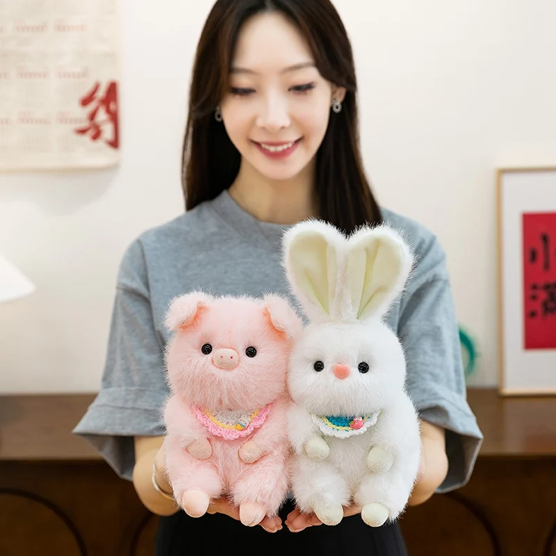 Simpatici giocattoli di peluche di maiale di ippopotamo seduti, bambola di animale di cartone animato di peluche morbido, ciondolo per bambola di coniglietto grasso adorabile per regali di compleanno