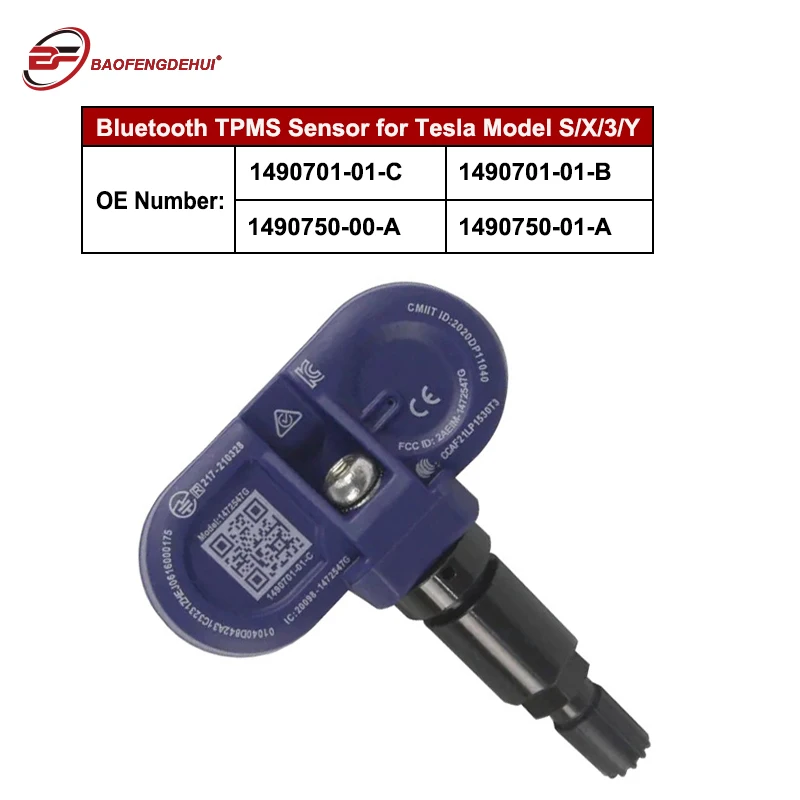 Bluetooth TPMS Sensor for Te sla Mo del 3/Y Built-In LED Display 2020- 1490701-01-C 12-Month Warranty 100-450 PSI