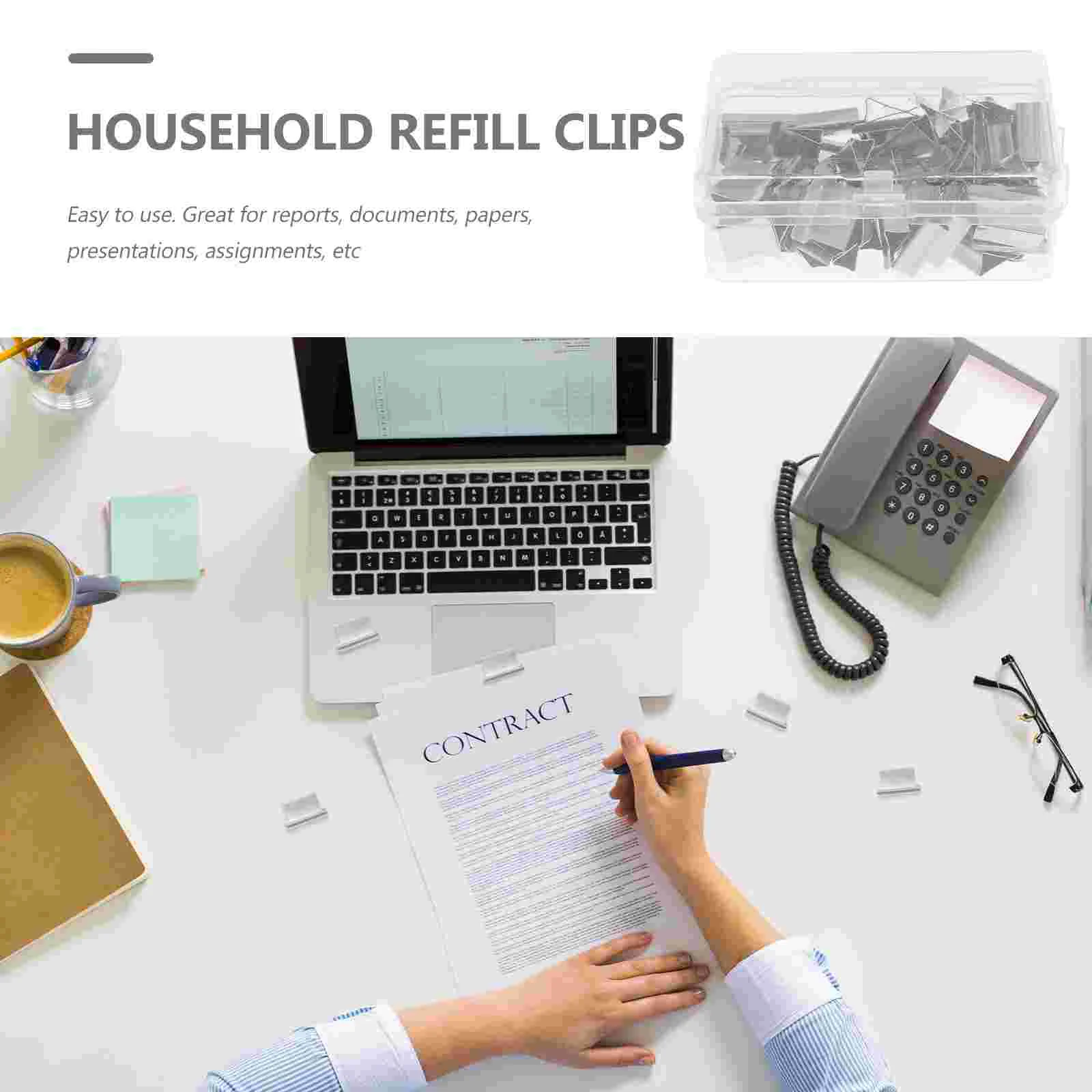 4 Boxen Multifunktions-Hefter-Clips, nahtloser Binder, Haushaltsnachfüllung, wiederverwendbare Muschel