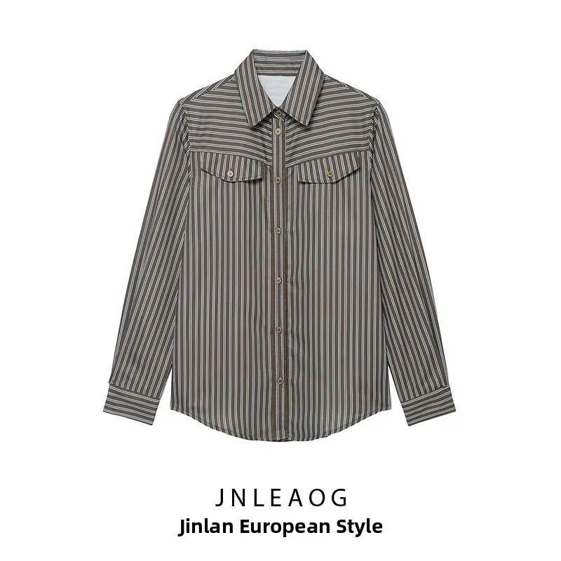 

Faionable повседневная полосатая antung irt JNLEAOG женская одежда осенняя новинка Sle универсальная длинная светящаяся полиэфирное волокно