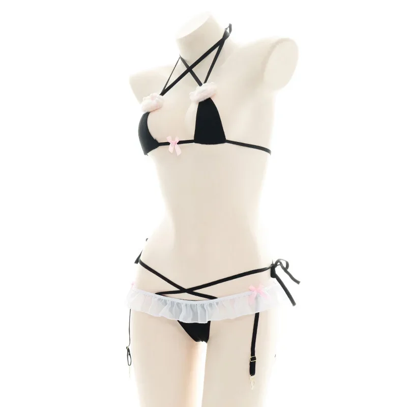 

HN8 Anime Cute Cat Paw Bra Set Underwear Holder Bandage Lingerie Set Cat Girl Cosplay Underwear Womens Bra and Panty)4Dc