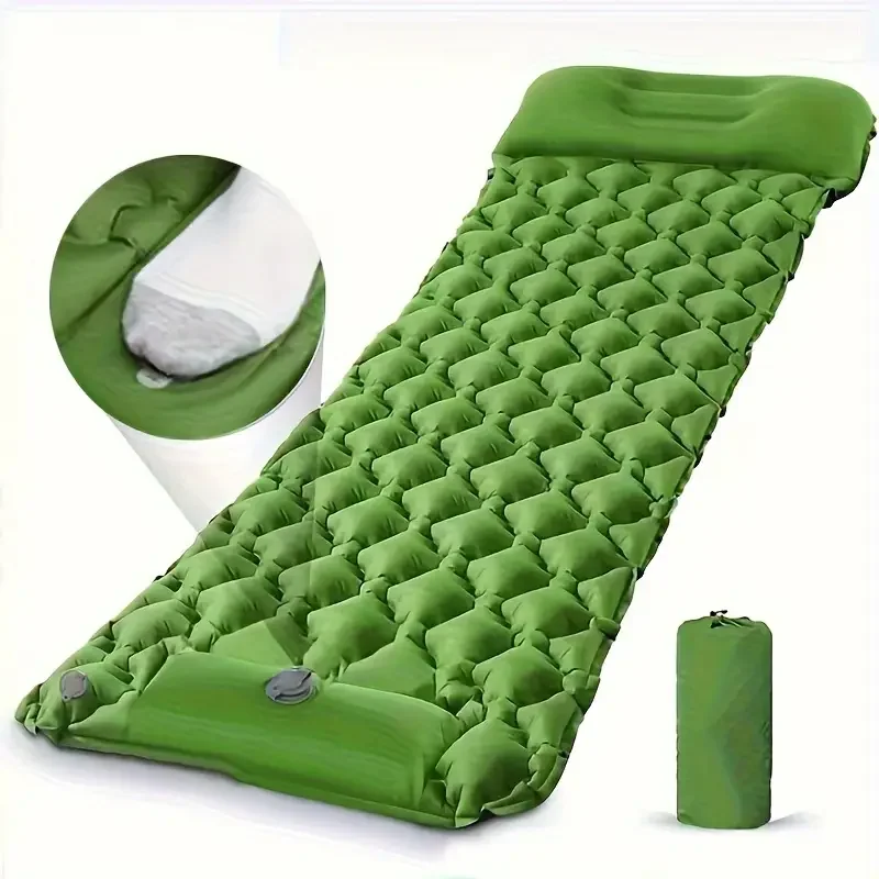 

1pc Ultralight Inflatable Sleeping Pad with Pillow,Built-in Foot Pump,Compact for Camping Backpacking Hiking Traveling Tent