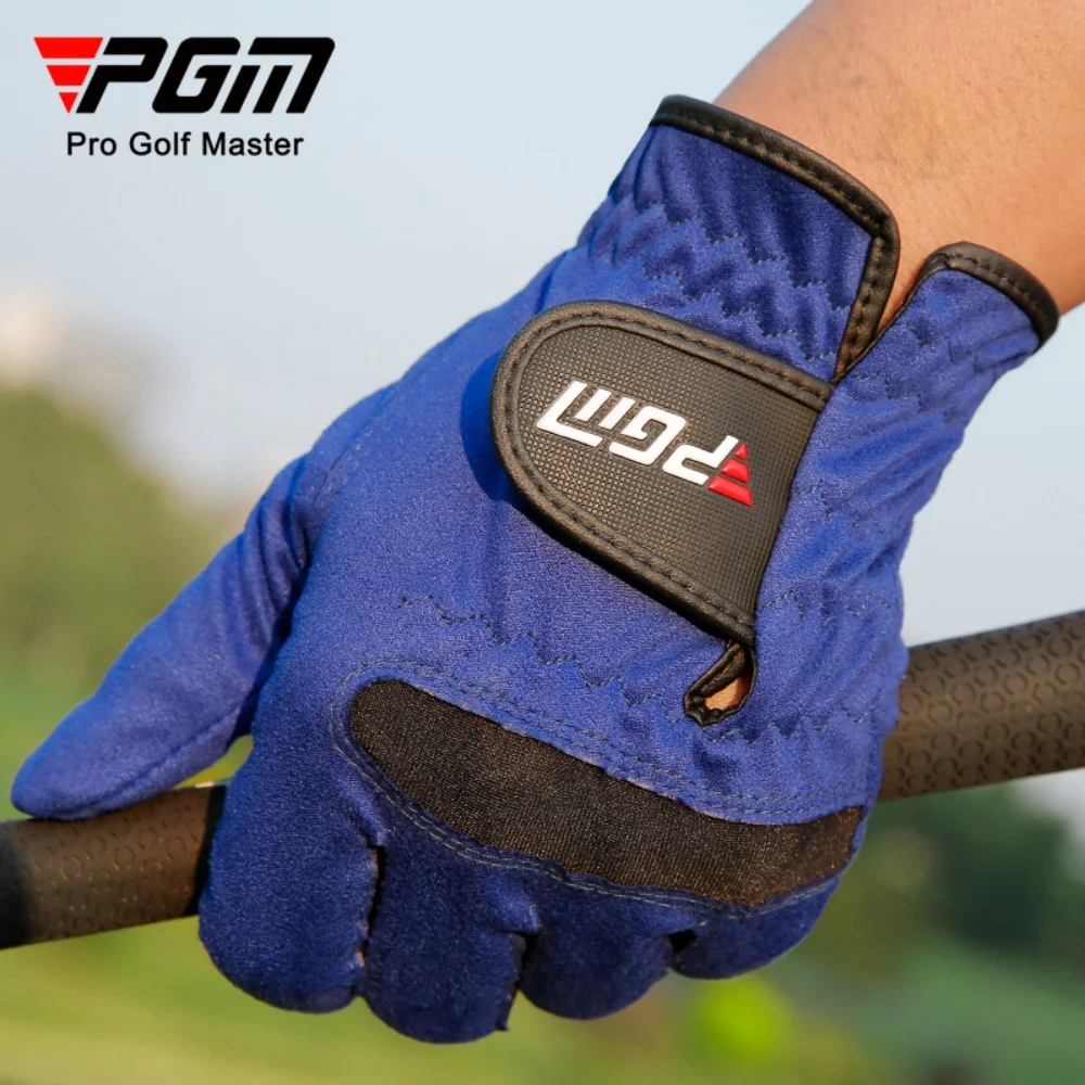 PGM Men Golf Gloves Blue Superfiber Cloth Sport Hand Glove Wear Single Left Right Handed Breathable Skid-proof Gloves ST004