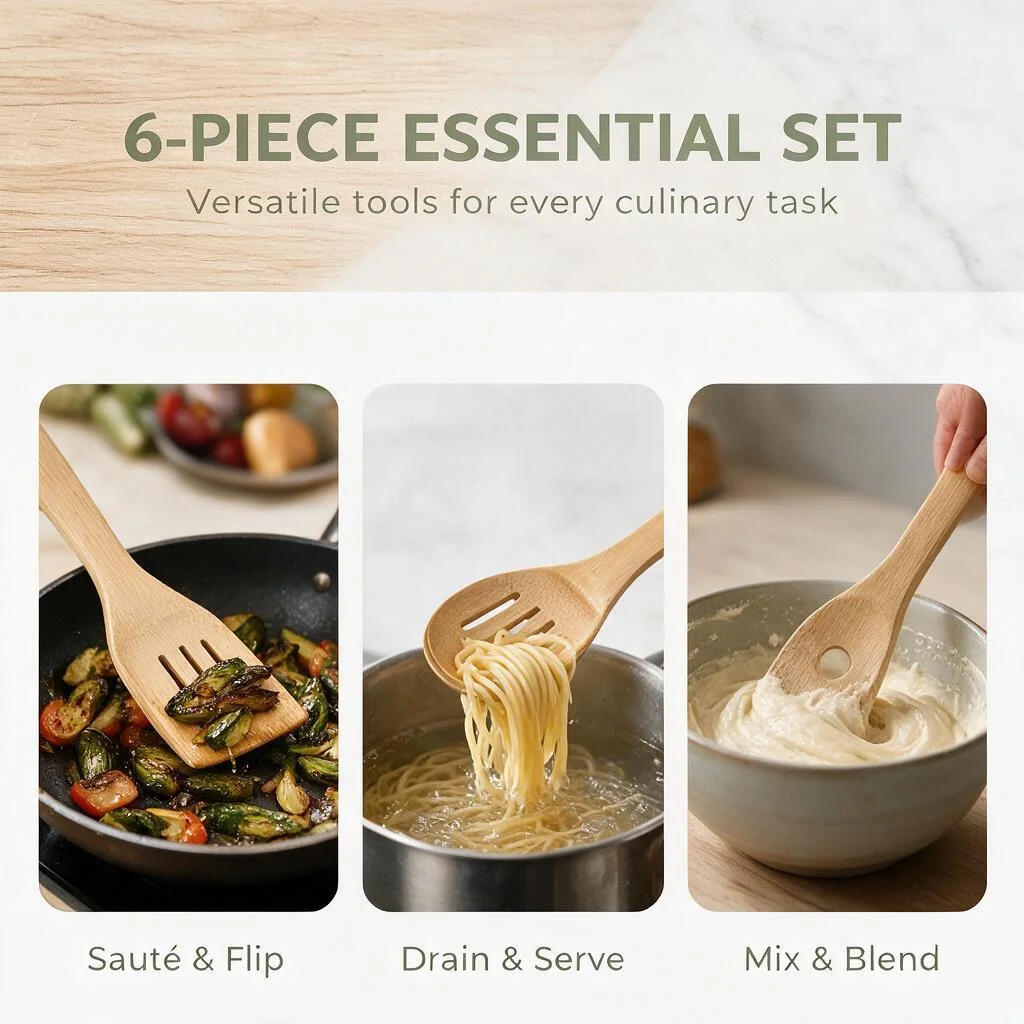 7-Piece Natural Bamboo Kitchen - Induction Cooker recension och pris