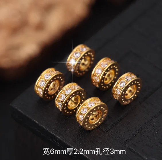 

18k gemstone spacers karat gold stoppers 6mm zircons beads jumper for jewelry
