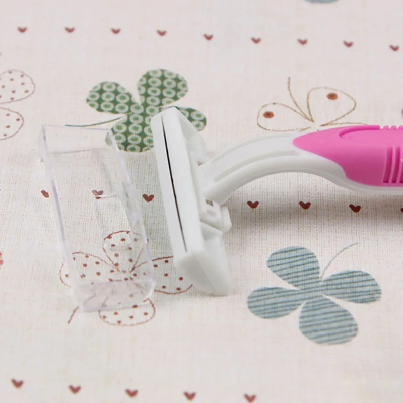 4 ชิ้นเครื่องโกนหนวดแบบพกพาใบมีดคู่ทิ้งสำหรับมีดโกนกำจัดขนสำหรับผู้หญิง