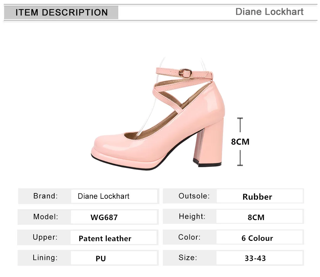 ربيع الخريف براءات الاختراع والجلود ماري جين أحذية مضخات المرأة عبر حزام مشبك عالية الكعب أحذية منصة القوطي امرأة الأخفاف #6