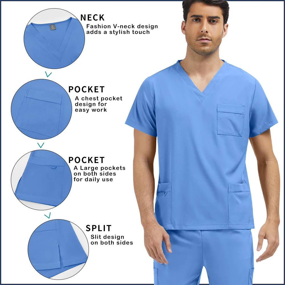 Lavável multicolorido anti rugas workwear hospital uniforme cirúrgico enfermeira esfrega conjunto feminino masculino acessórios de roupas de trabalho médico