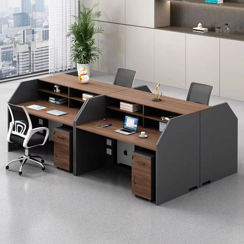 Wooden Office Desk And Chair Four-person Set, Modular And Simple Modern Panel Two-person Financial Staff Desk